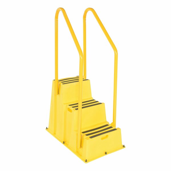 Vestil 3 Step Yellow Polyethylene Nestable with Handrails SPN-3-YL-HR